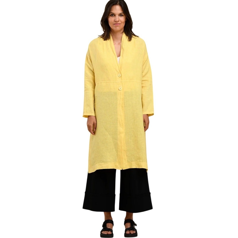 Humility Borino 100% Linen Duster Jacket XL/40 Yellow Lagenlook European Coastal